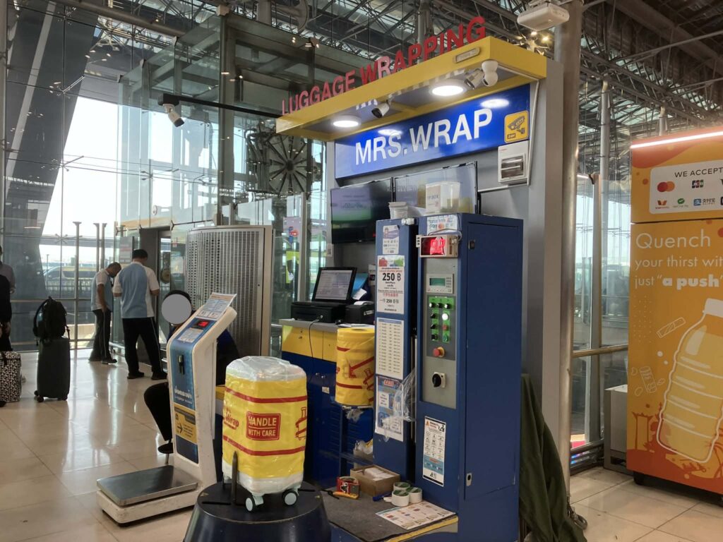 Luggage wrapping service counter at Suvarnabhumi Airport