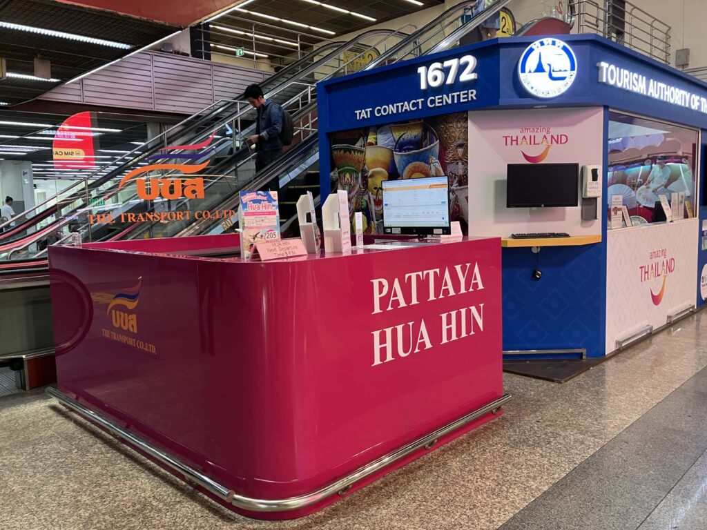 Bus ticket counter for Pattaya and Hua Hin at Don Mueang Airport