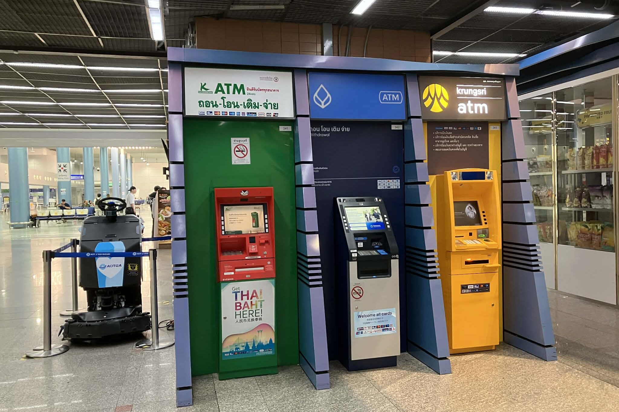don mueang airport atm machines in arrival hall bangkok