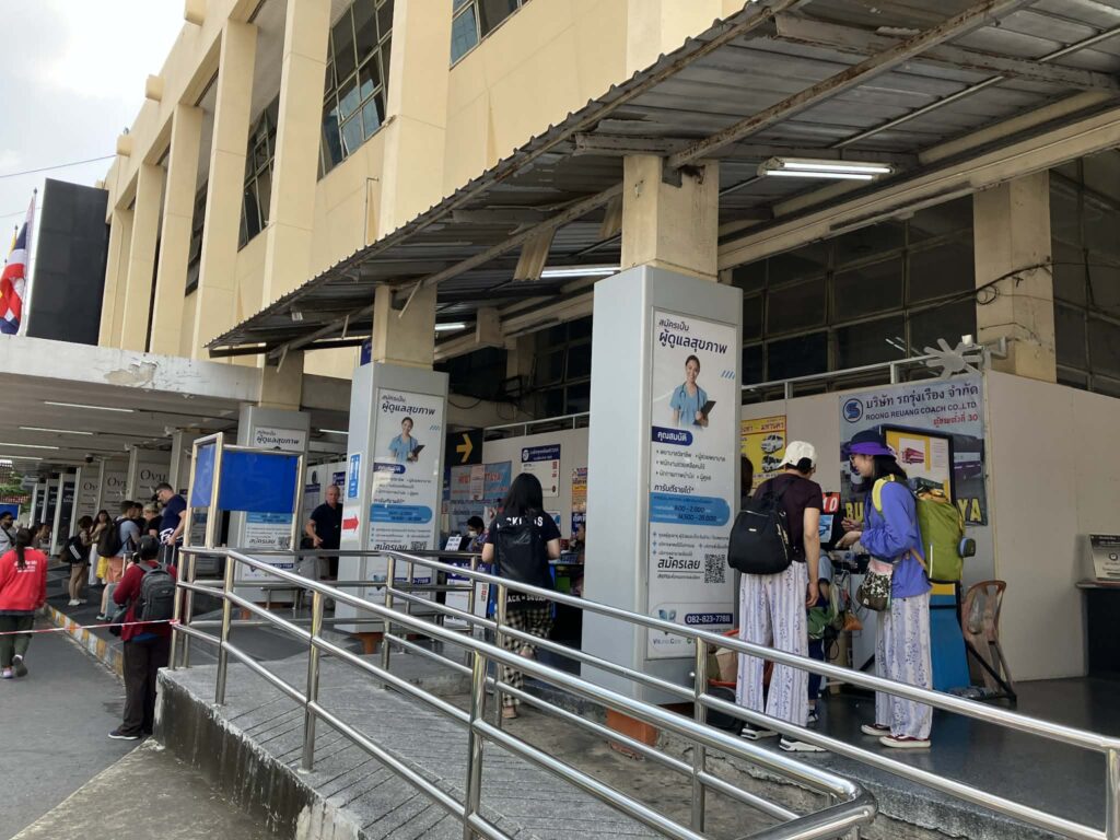 Ticket booths at Ekkamai Bus Terminal during renovation