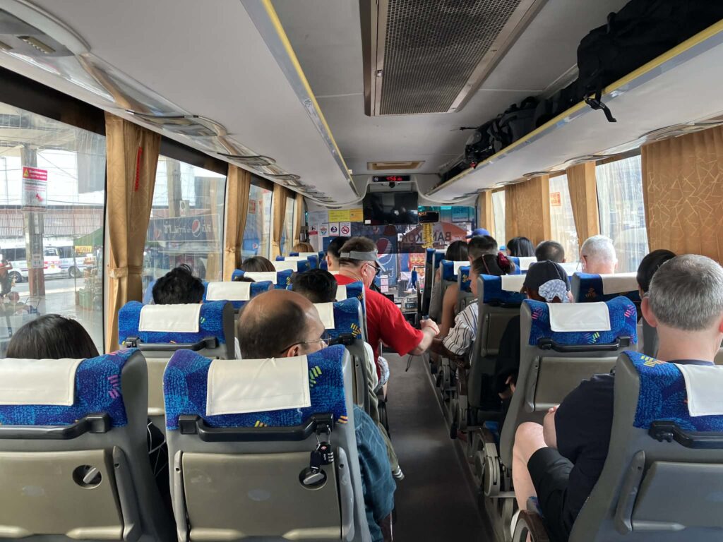 Interior seating of the Ekkamai to Pattaya bus