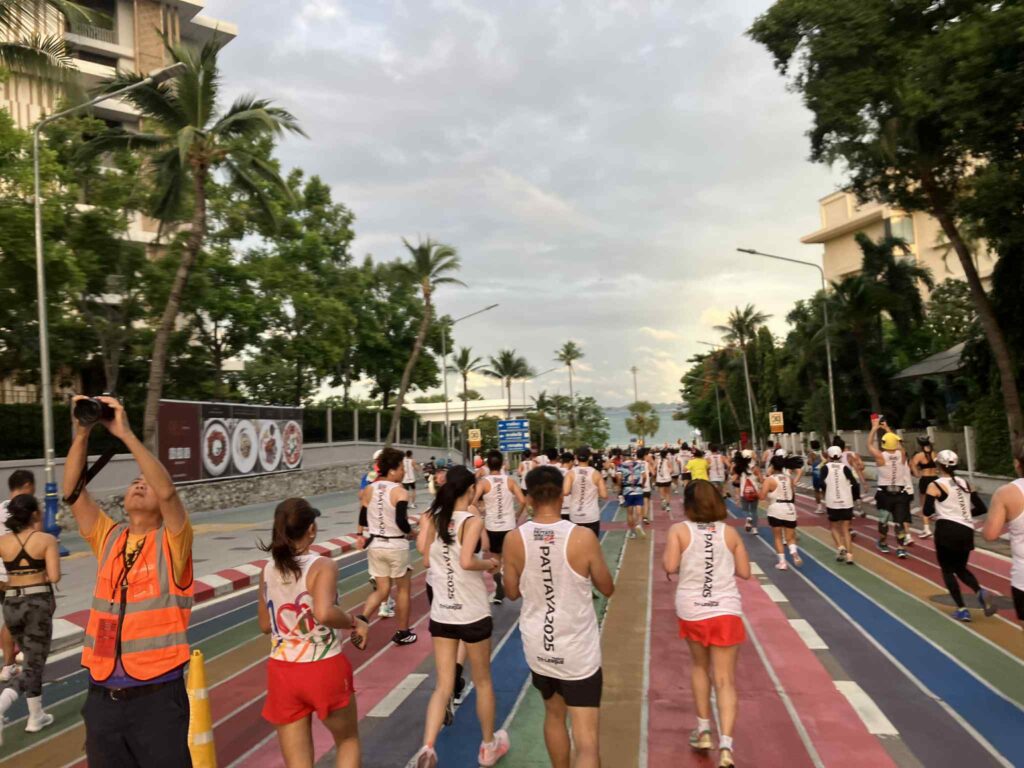 Runners on Pattaya Beach Road during Pattaya Marathon